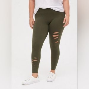 Full Length Signature Waist Asymmetrical Destructed Legging